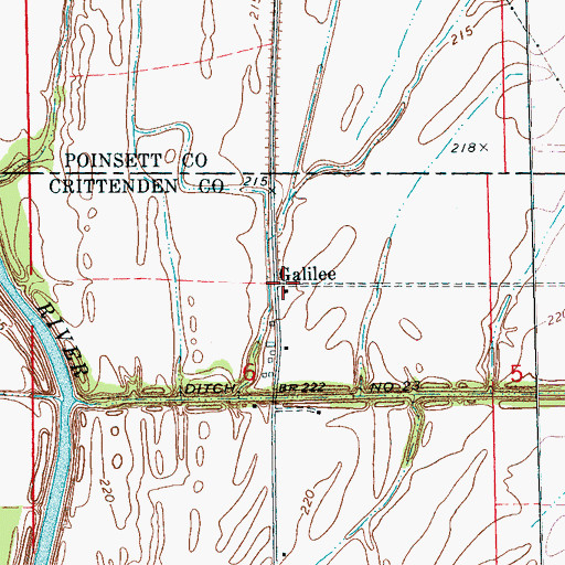 Topographic Map of Galilee, AR