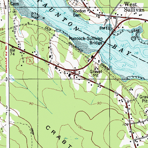 Topographic Map of Waukeag, ME