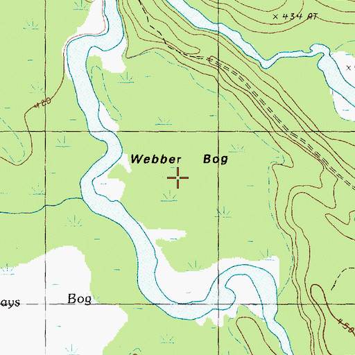 Topographic Map of Webber Bog, ME