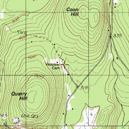 Topographic Map of Webster Cemetery, ME