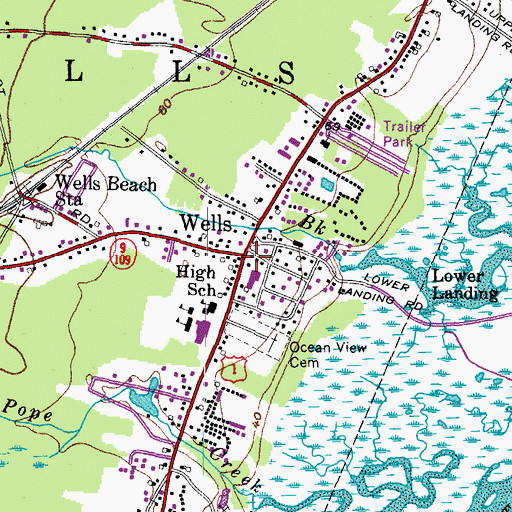 Topographic Map of Wells, ME