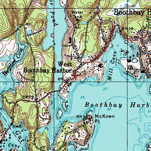 Topographic Map of West Boothbay Harbor, ME