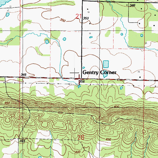 Topographic Map of Gentry Corner, AR