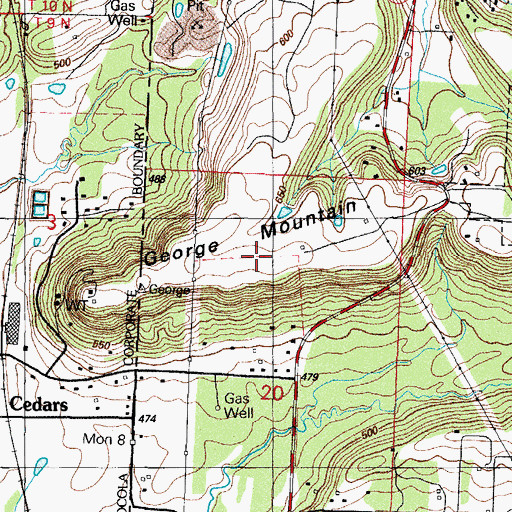 Topographic Map of George Mountain, AR