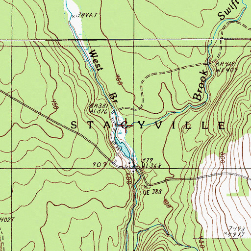 Topographic Map of West Branch Swift Brook, ME