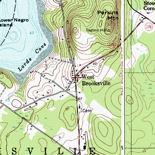 Topographic Map of West Brooksville, ME