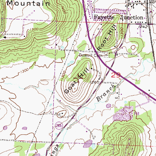 Topographic Map of Goat Hill, AR
