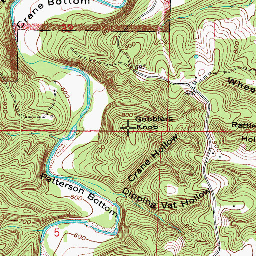 Topographic Map of Gobblers Knob, AR