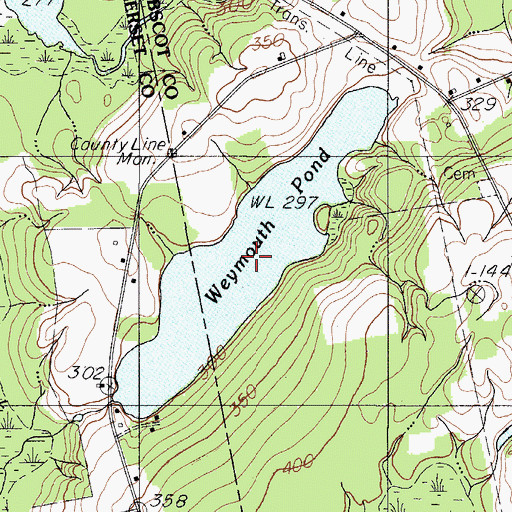 Topographic Map of Weymouth Pond, ME