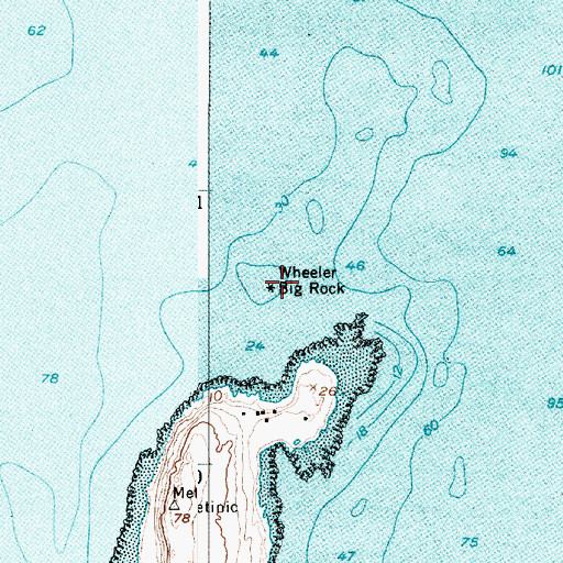 Topographic Map of Wheeler Big Rock, ME