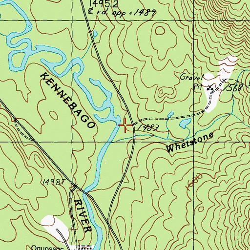 Topographic Map of Whetstone Brook, ME