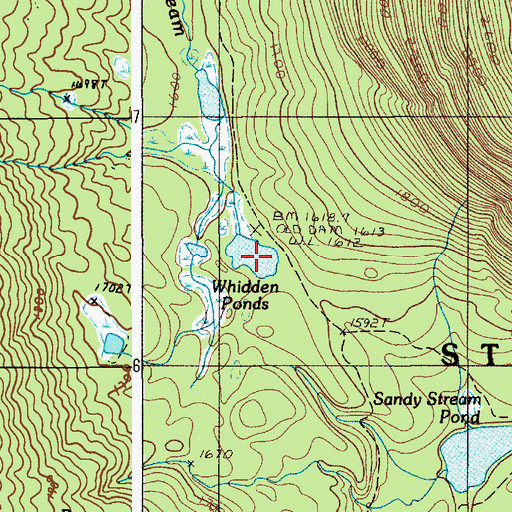 Topographic Map of Whidden Ponds, ME