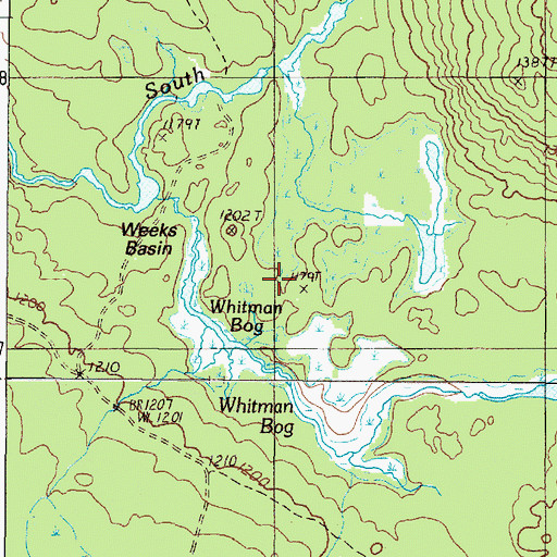 Topographic Map of Whitman Bog, ME