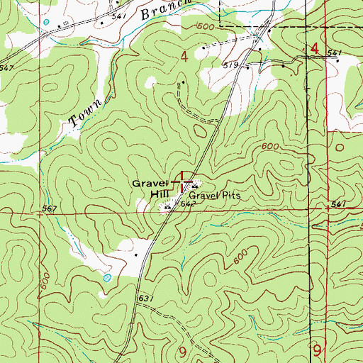 Topographic Map of Gravel Hill, AR