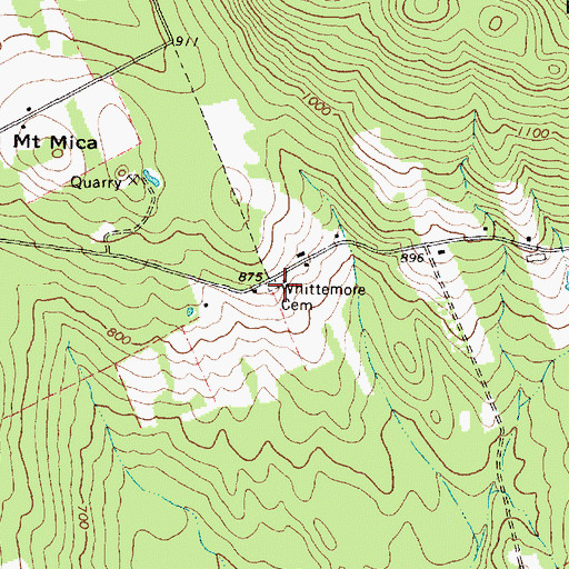Topographic Map of Whittemore Cemetery, ME