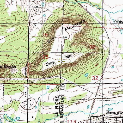Topographic Map of Gray Mountain, AR