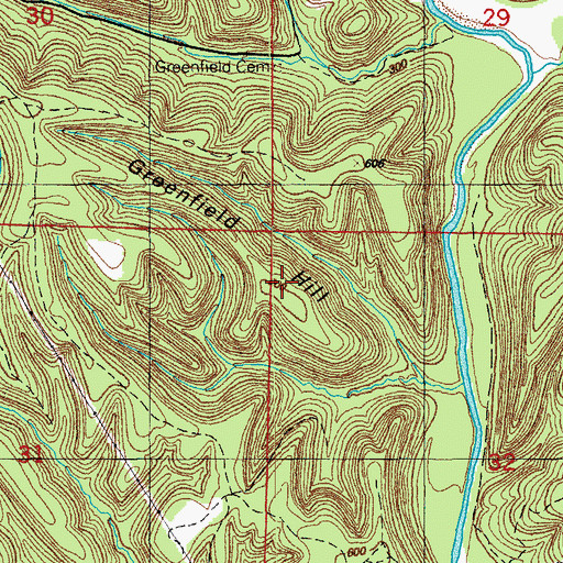 Topographic Map of Greenfield Hill, AR