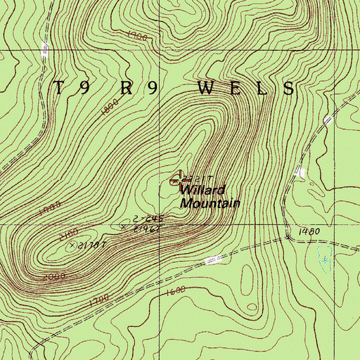 Topographic Map of Willard Mountain, ME