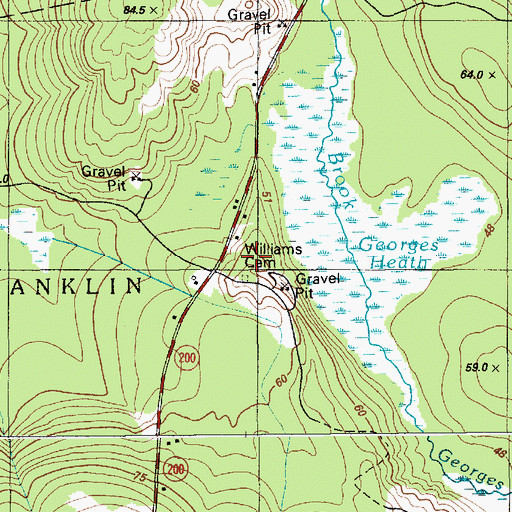 Topographic Map of Williams Cemetery, ME