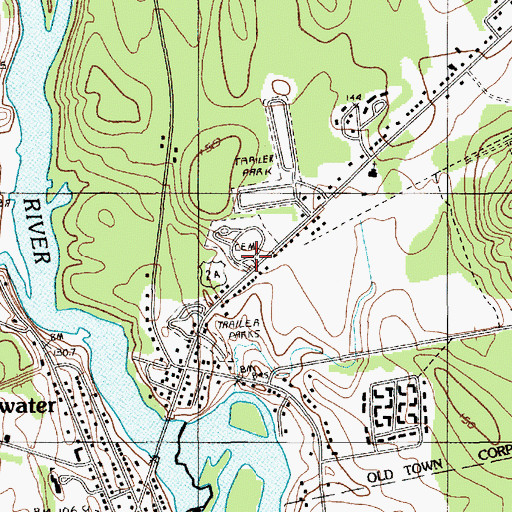 Topographic Map of Lawndale Cemetery, ME