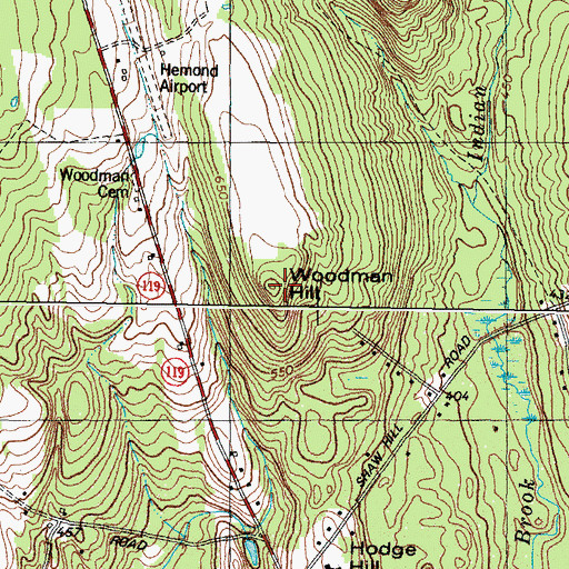 Topographic Map of Woodman Hill, ME