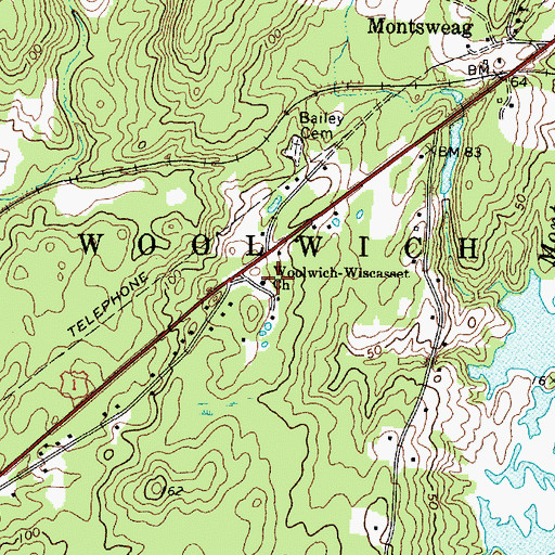Topographic Map of Woolwich-Wiscasset Church, ME