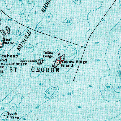 Topographic Map of Yellow Ridge Island, ME