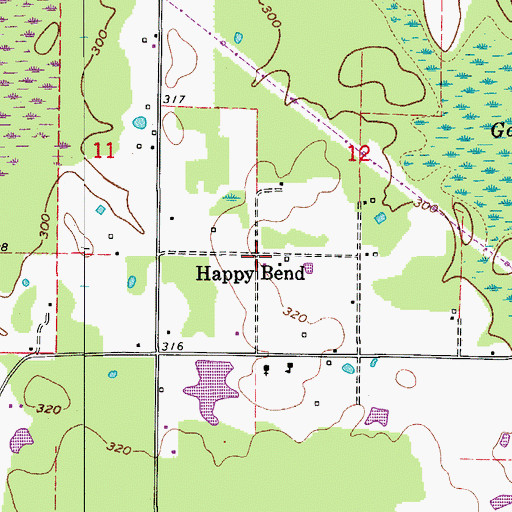 Topographic Map of Happy Bend, AR
