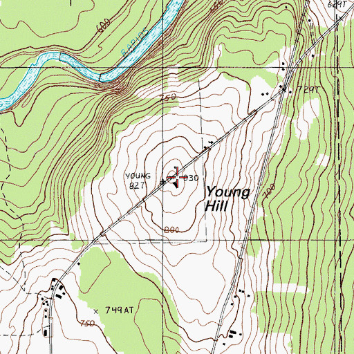 Topographic Map of Young Hill, ME