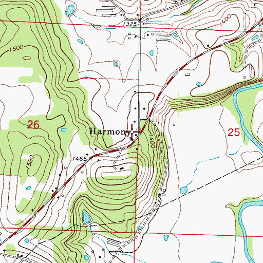 Topographic Map of Harmony, AR