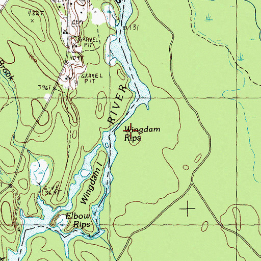 Topographic Map of Wingdam Rips, ME