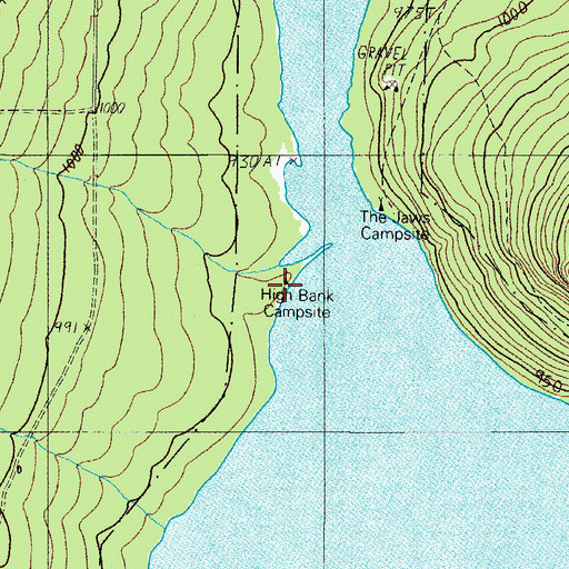 Topographic Map of High Bank Campsite, ME