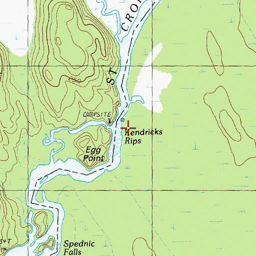 Topographic Map of Kendricks Rips, ME