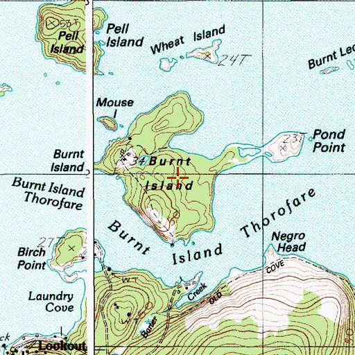 Topographic Map of Burnt Island, ME