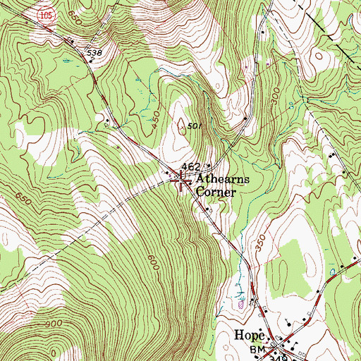 Topographic Map of Athearns Corner, ME