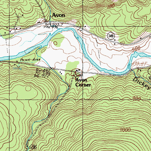 Topographic Map of Avon Corner, ME