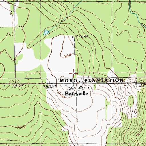 Topographic Map of Batesville, ME