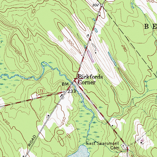 Topographic Map of Bickfords Corner, ME