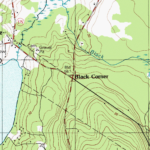 Topographic Map of Black Corner, ME