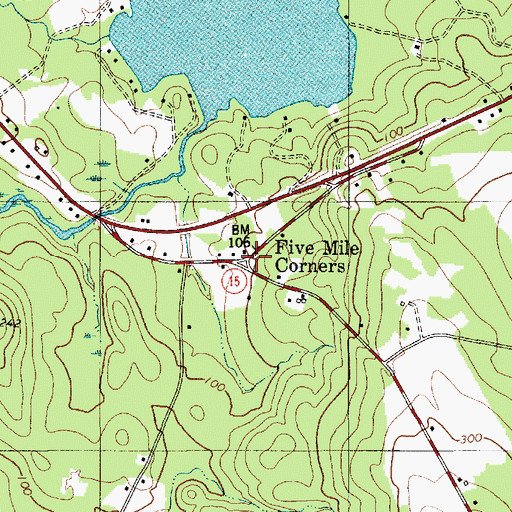 Topographic Map of Five Mile Corners, ME