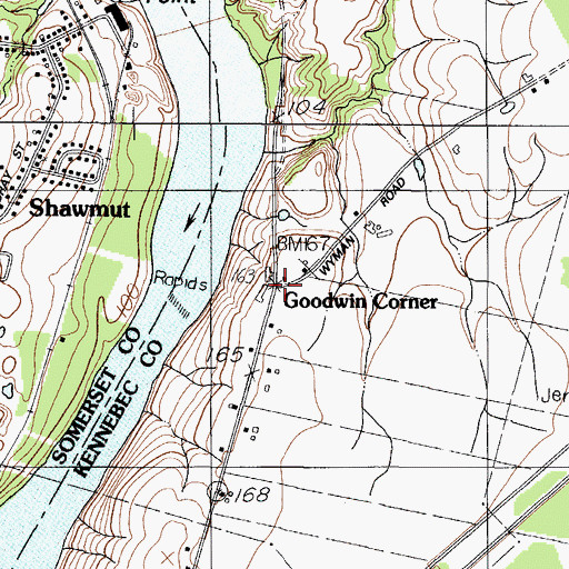Topographic Map of Goodwin Corner, ME