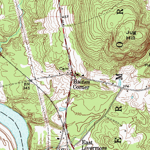 Topographic Map of Haines Corner, ME