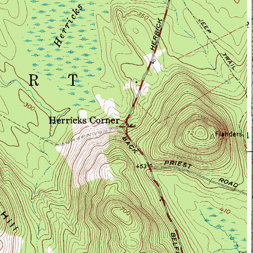 Topographic Map of Herricks Corner, ME