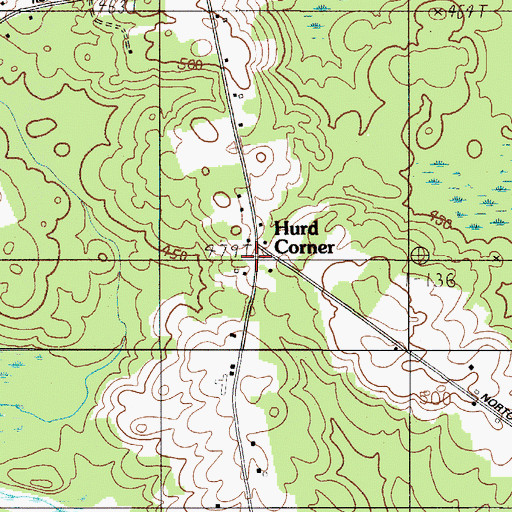 Topographic Map of Hurd Corner, ME