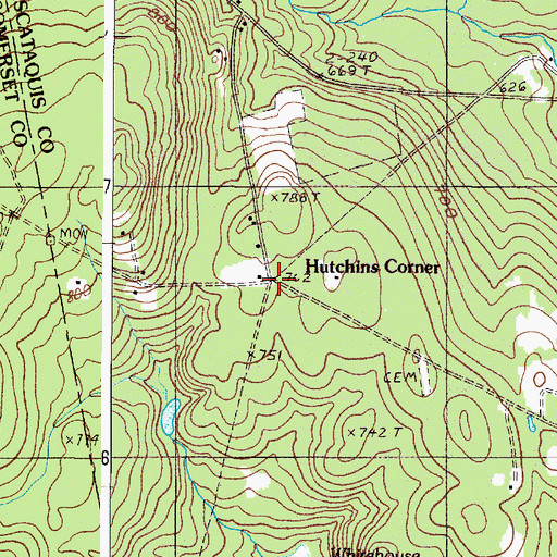 Topographic Map of Hutchins Corner, ME