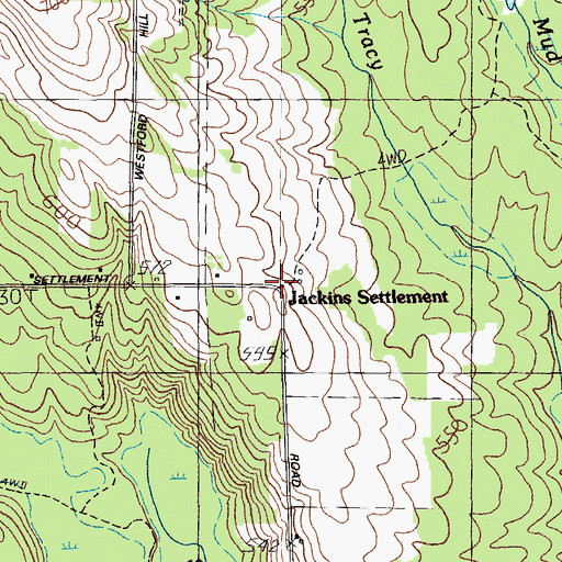 Topographic Map of Jackins Settlement, ME
