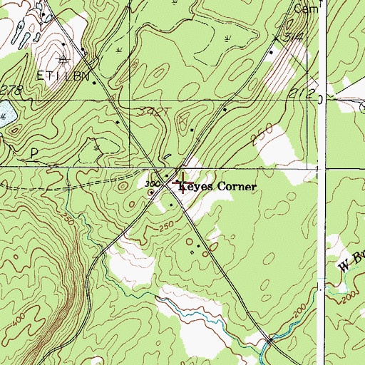 Topographic Map of Keyes Corner, ME