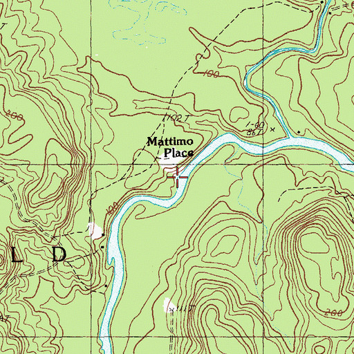 Topographic Map of Mattimo Place, ME