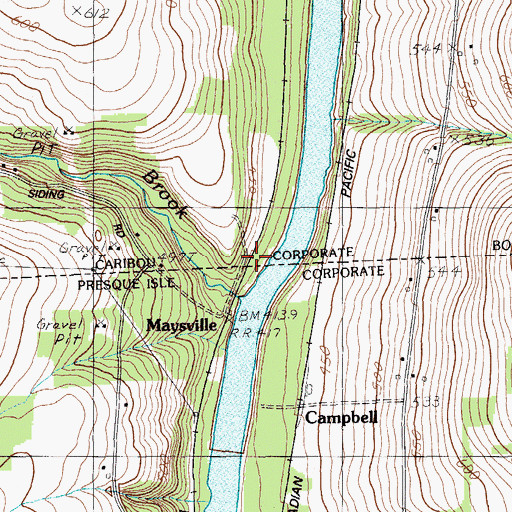 Topographic Map of Maysville, ME