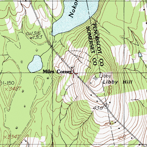 Topographic Map of Miles Corner, ME